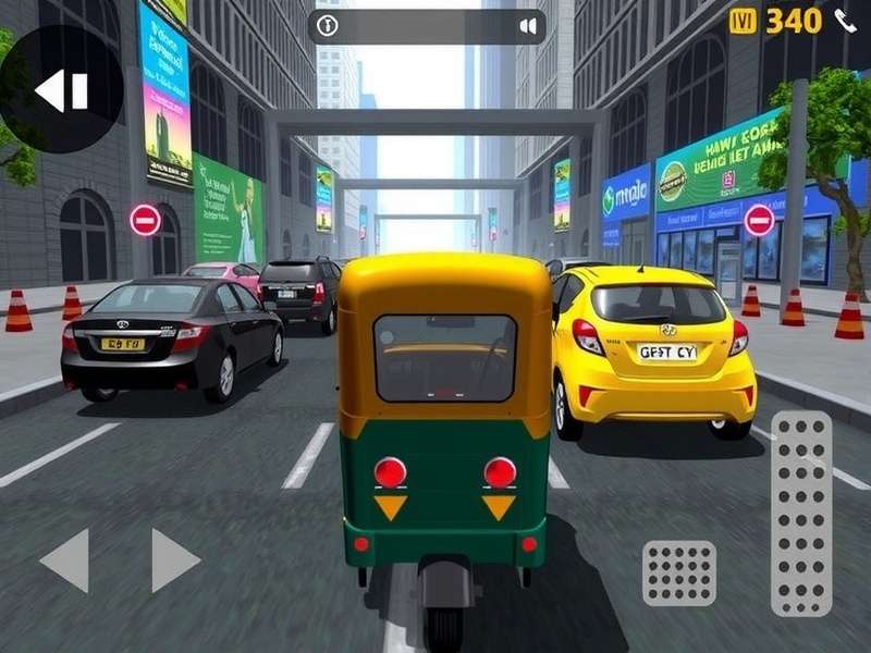 Rickshaw Adventure Pro gameplay screenshot showing Mumbai streets